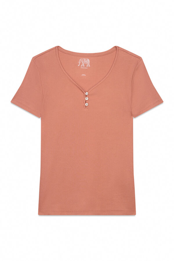Women'secret Playera de panadero de algodón marrón naranja
