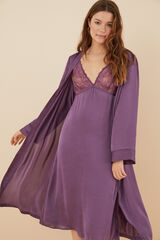 Womensecret Bata larga satín morada morado/lila