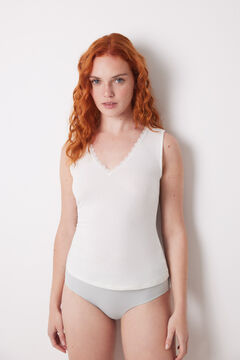 Womensecret Playera tejido supersuave blanco marfil