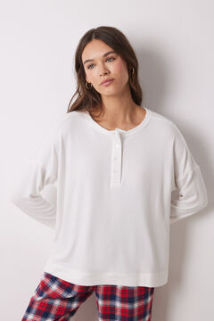 Womensecret Playera manga larga punto cálido blanco marfil