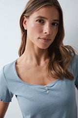 Women'secret Playera manga corta de algod&oacute;n azul azul