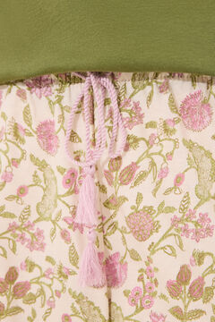 Womensecret Pantalón largo zanahoria 100% algodón flores estampado