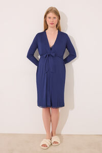 Womensecret Bata premamá de soft touch en color azul azul