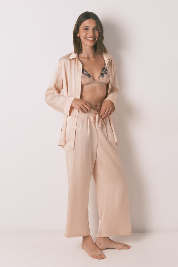 Womensecret Pijama larga strass satén naranja naranja