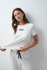 Women'secret Pijama larga de manga corta con estampado de estrellas Betty Boop blanco