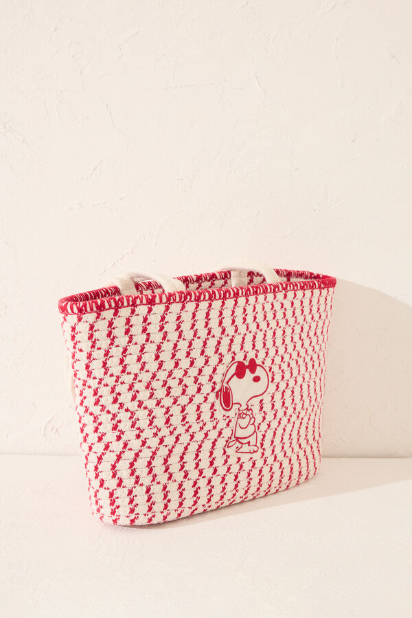 Womensecret Bolsa shopper mediano de Snoopy blanco