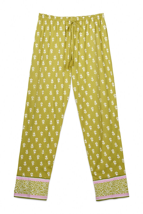 Womensecret Pantalón largo zanahoria 100% algodón estampado estampado