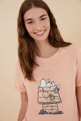 Womensecret Pijama 100% algodón Snoopy naranja rosa manga corta naranja