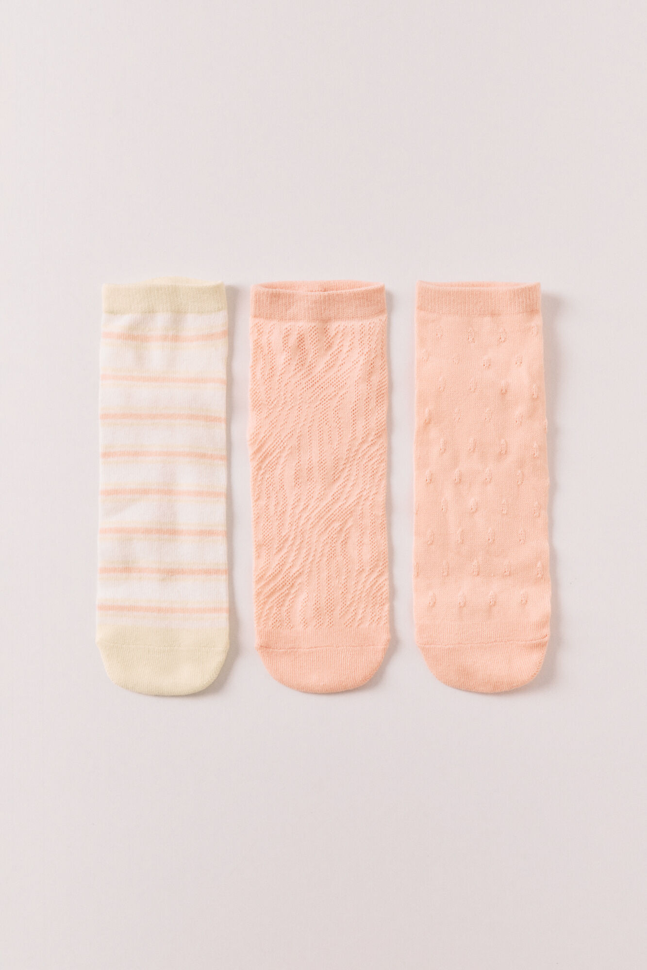 Women'secret Pack de 3 calcetines cortos estampados y texturizados kaki