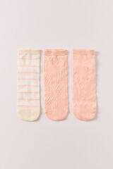 Women'secret Pack de 3 calcetines cortos estampados y texturizados kaki estampado