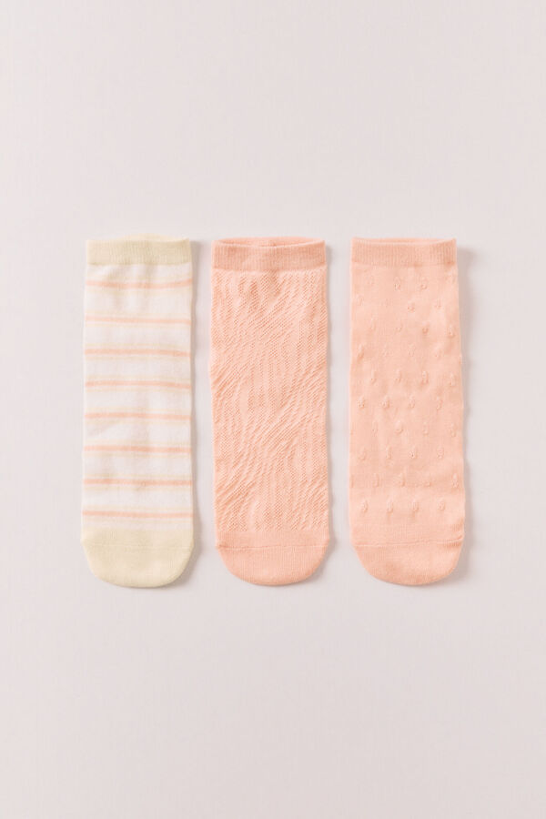 Women'secret Pack de 3 calcetines cortos estampados y texturizados kaki estampado