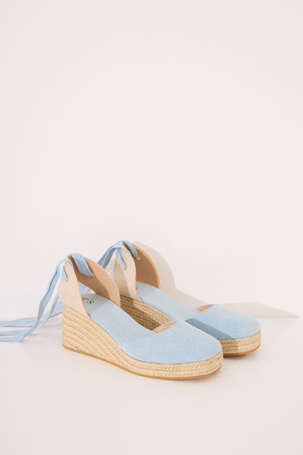 Womensecret Chanclas de plataforma de esparto azul azul
