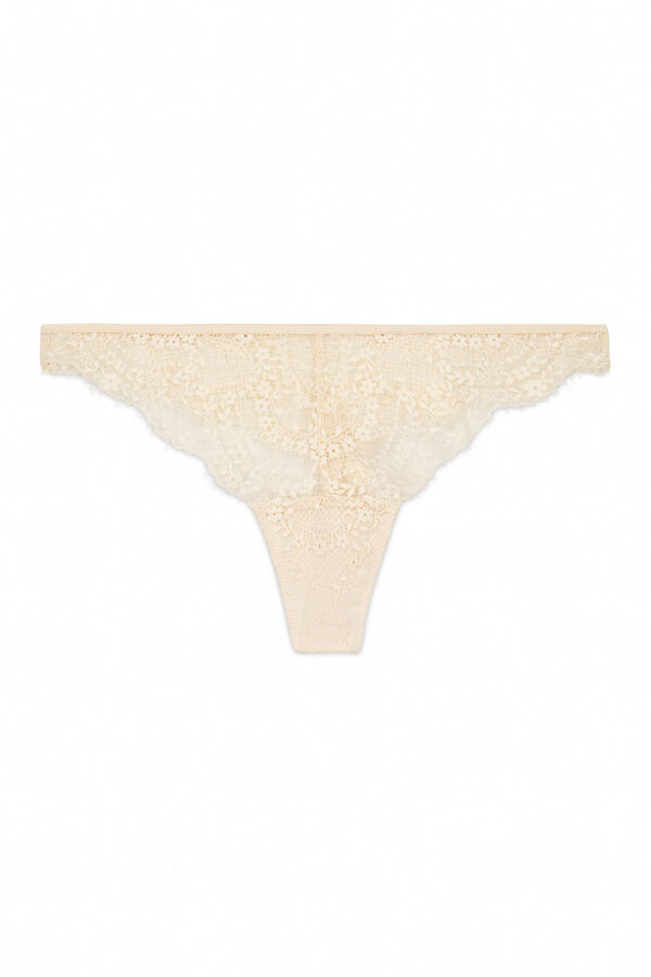 Women'secret Tanga de encaje café