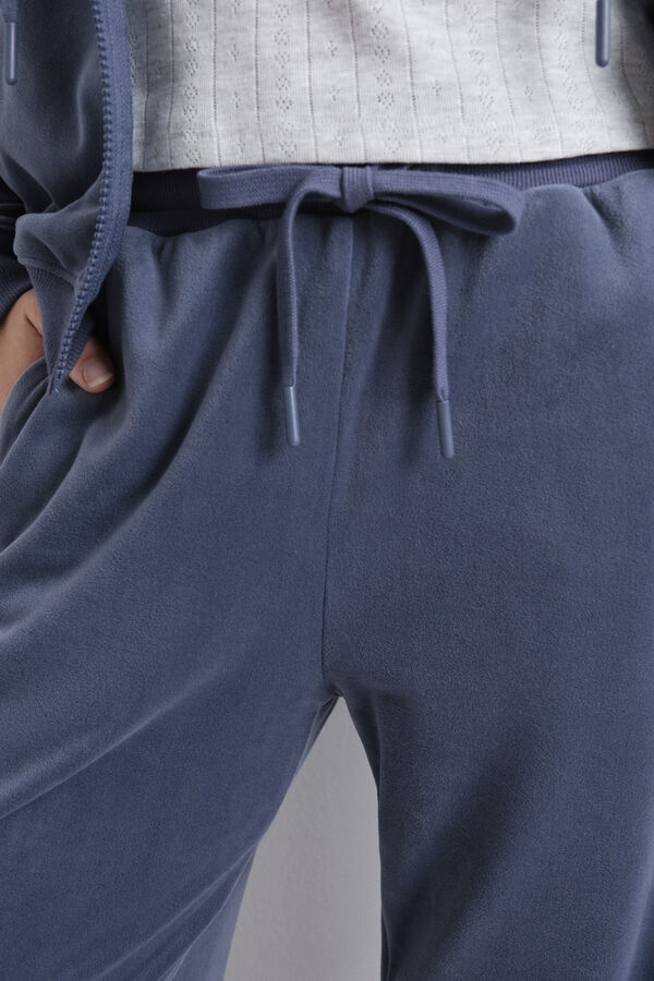 Womensecret Pantalón de terciopelo azul suave  azul