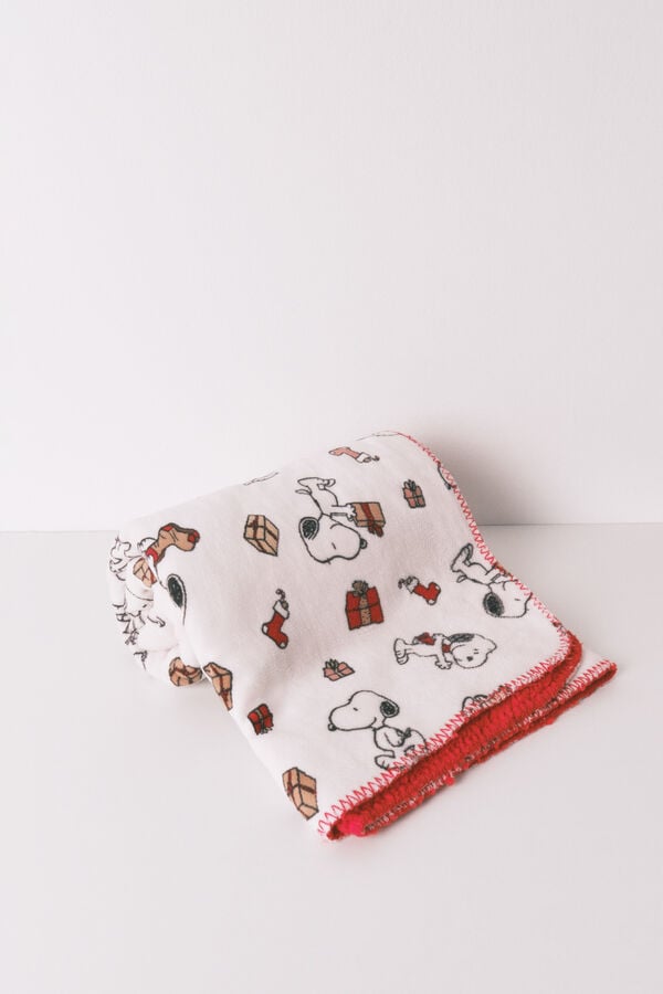 Women'secret Manta de velour de Snoopy súper suave blanco