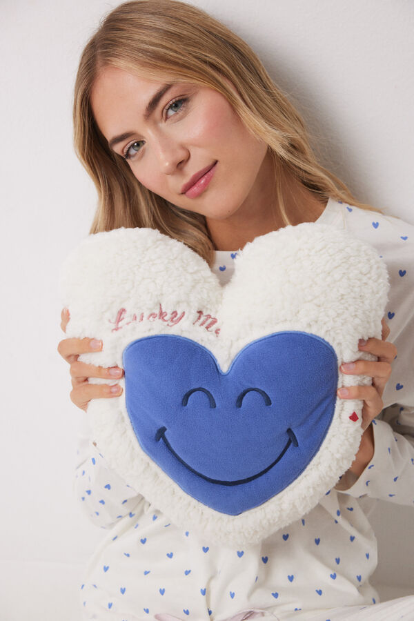 Womensecret Pijama larga 100% algodón corazones blanco