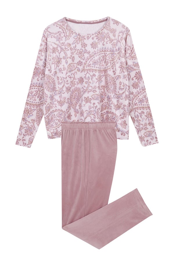 Womensecret Pijama larga rosa Paisley rosa