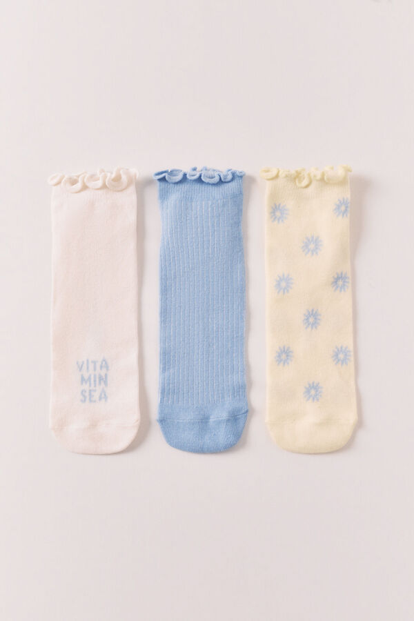 Women'secret Pack 3 calcetines cortos estampados de soles variados estampado