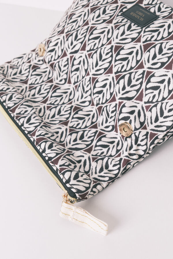 Womensecret Neceser grande acolchado con estampado de hojas  estampado