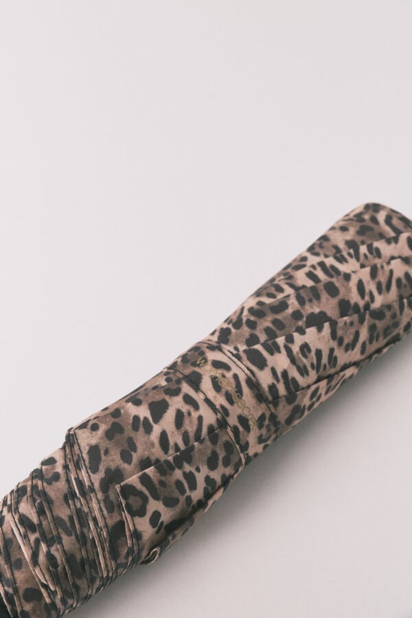 Women'secret Paraguas plegable con estampado animal café