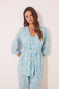 Womensecret Conjunto de playera, pantalón y bata estampado