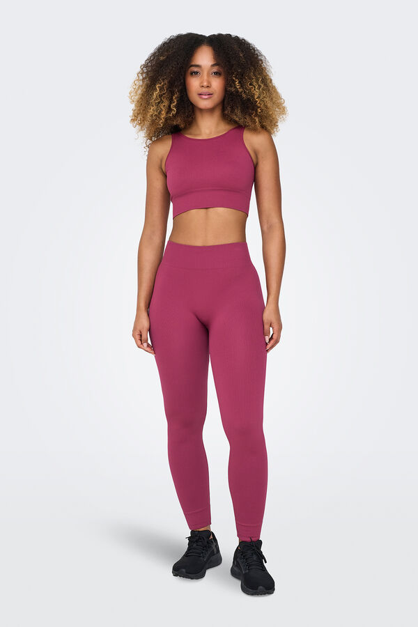Only Play Leggings Seamless de cintura alta canalé morado/lila