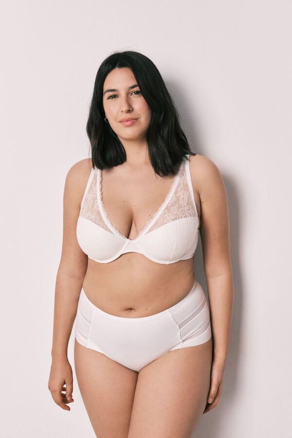 Women'secret Panty reductora alta blanca amarillo