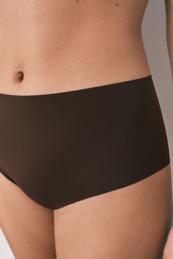 Women'secret Panty de tiro alto de corte limpio de microfibra vino p&uacute;rpura