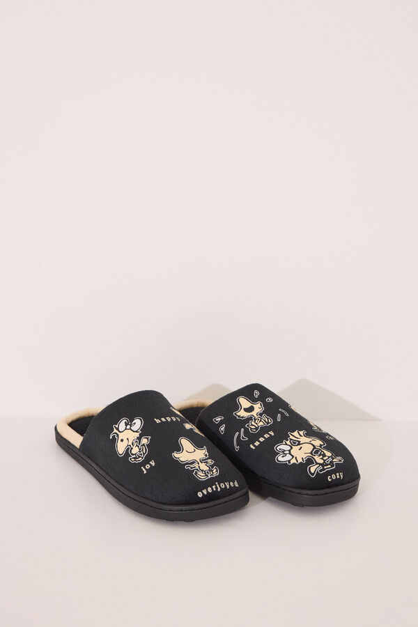 Womensecret Pantuflas para casa negras de Snoppy negro