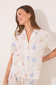 Womensecret Pijama camisera de tejido blanco "Barrio Sésamo" marfil