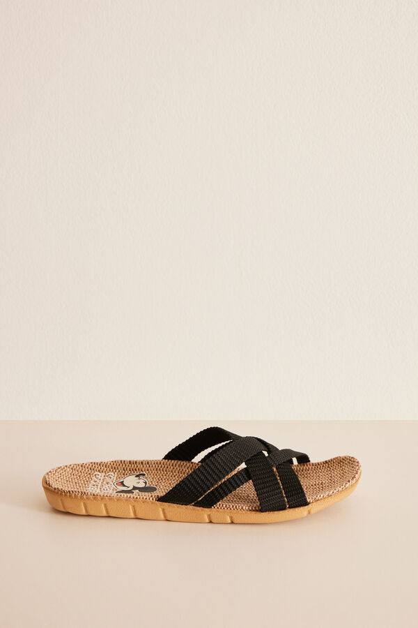 Womensecret Sandalias tiras negro Mickey negro