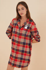 Womensecret Camisón camisero 100% algodón cuadros Miffy estampado