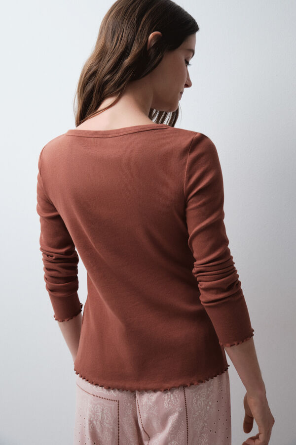 Women'secret Playera manga larga marr&oacute;n caf&eacute;