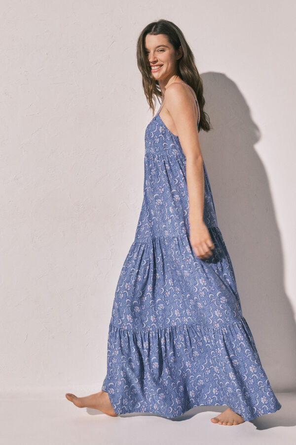 Women'secret Vestido largo de tirantes estampado estampado