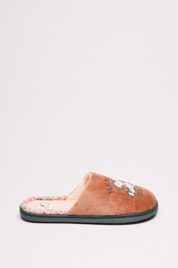 Womensecret Pantuflas Snoopy café anaranjado café