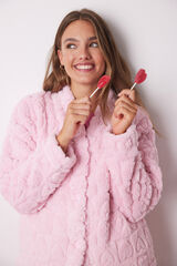 Womensecret Bata corta rosa pelo esponjoso corazones rosa