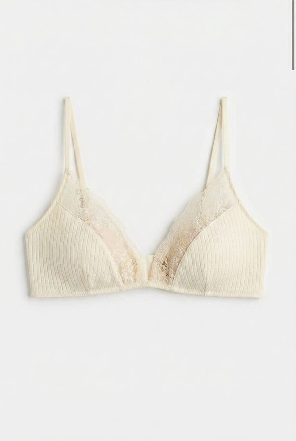 Women'secret Brasier triangular de algod&oacute;n amarillo NATURAL amarillo