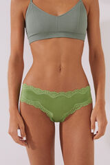 Womensecret Panty brasileño ancho microfibra encaje verde verde