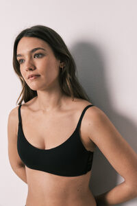Women'secret Brasier top con relleno de modal y encaje negro