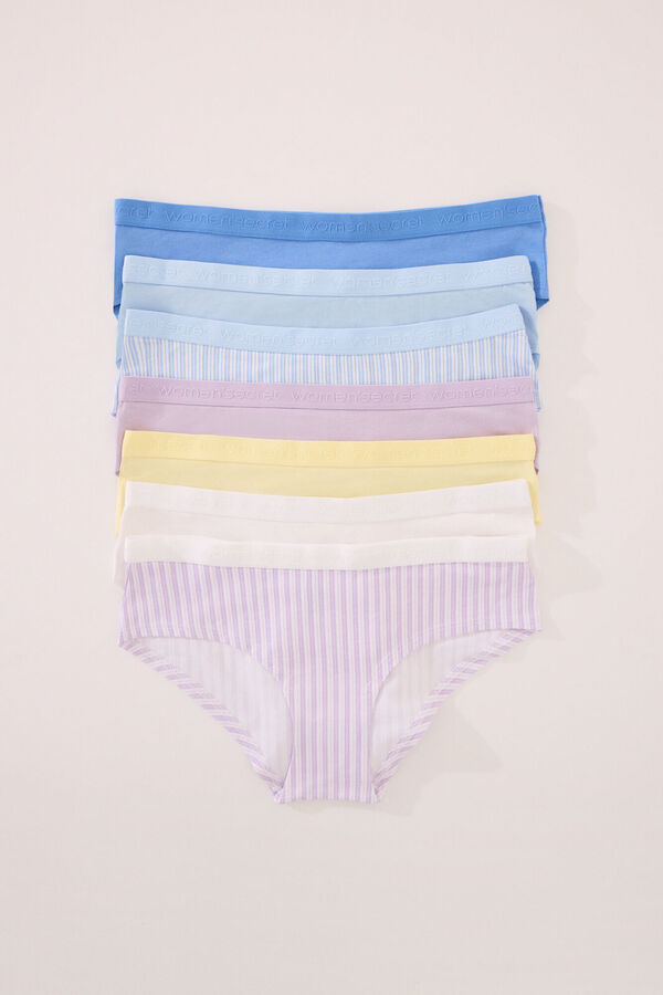 Womensecret Pack de 7 panties anchas de algodón estampado mixto estampado