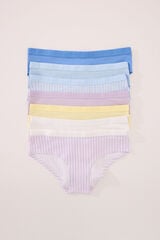 Womensecret Pack de 7 panties anchas de algodón estampado mixto estampado