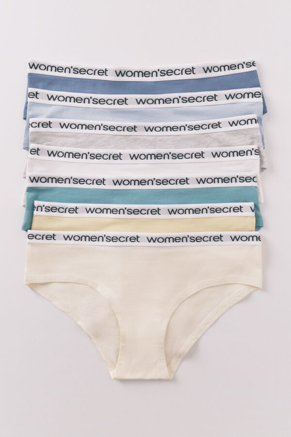 Women'secret Pack de 7 panties clásica con logo blanco blanco