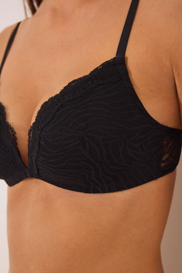 Womensecret Brasier CHARMING microfibra y encaje negro negro