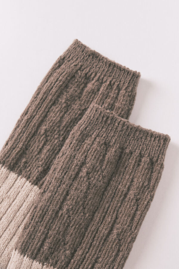 Women'secret Calcetines largos de textura mixta beige beige