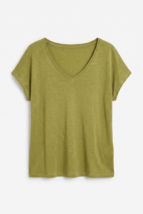 Women'secret Playera de manga corta verde kaki