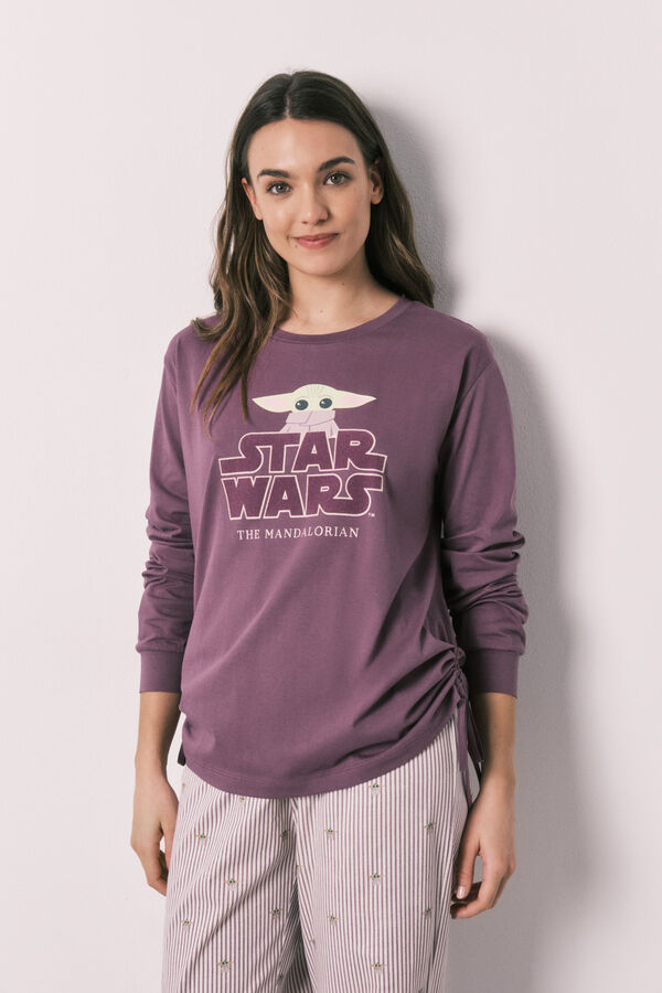 Women'secret Pijama larga de algod&oacute;n Grogu morado/lila