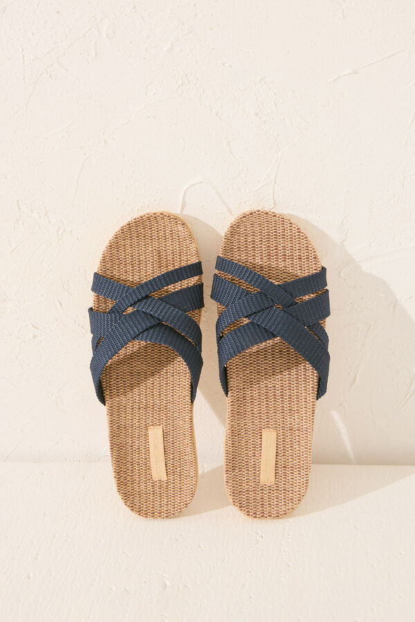 Womensecret Chanclas con tirantes efecto rafia café