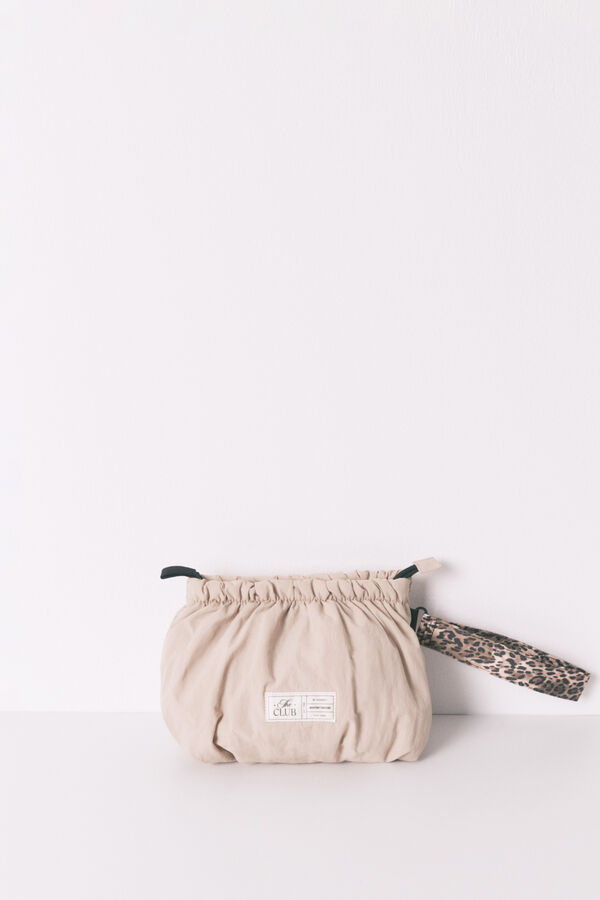 Women'secret Pequeño neceser de nailon con estampado animal café