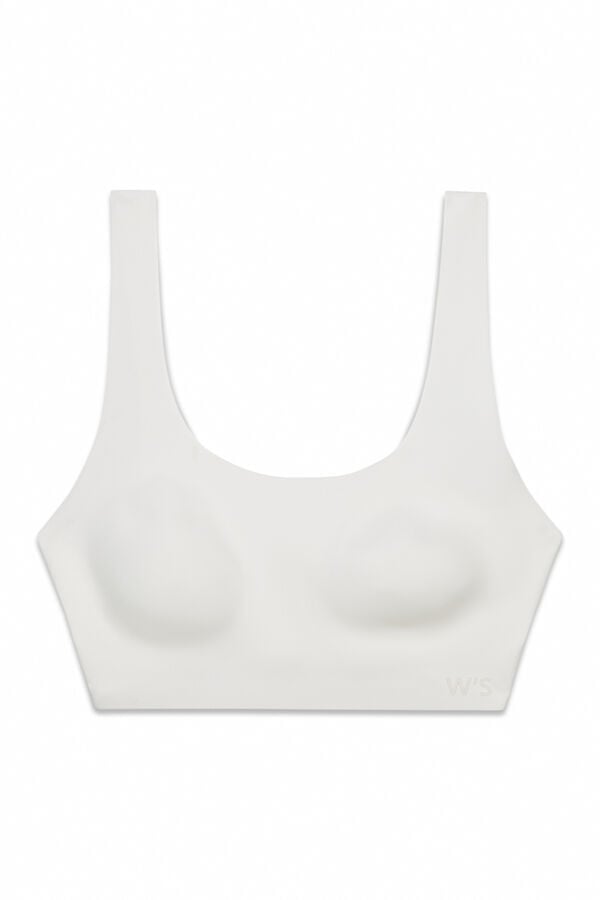 Women'secret Top liso clean cut de microfibra blanco marfil