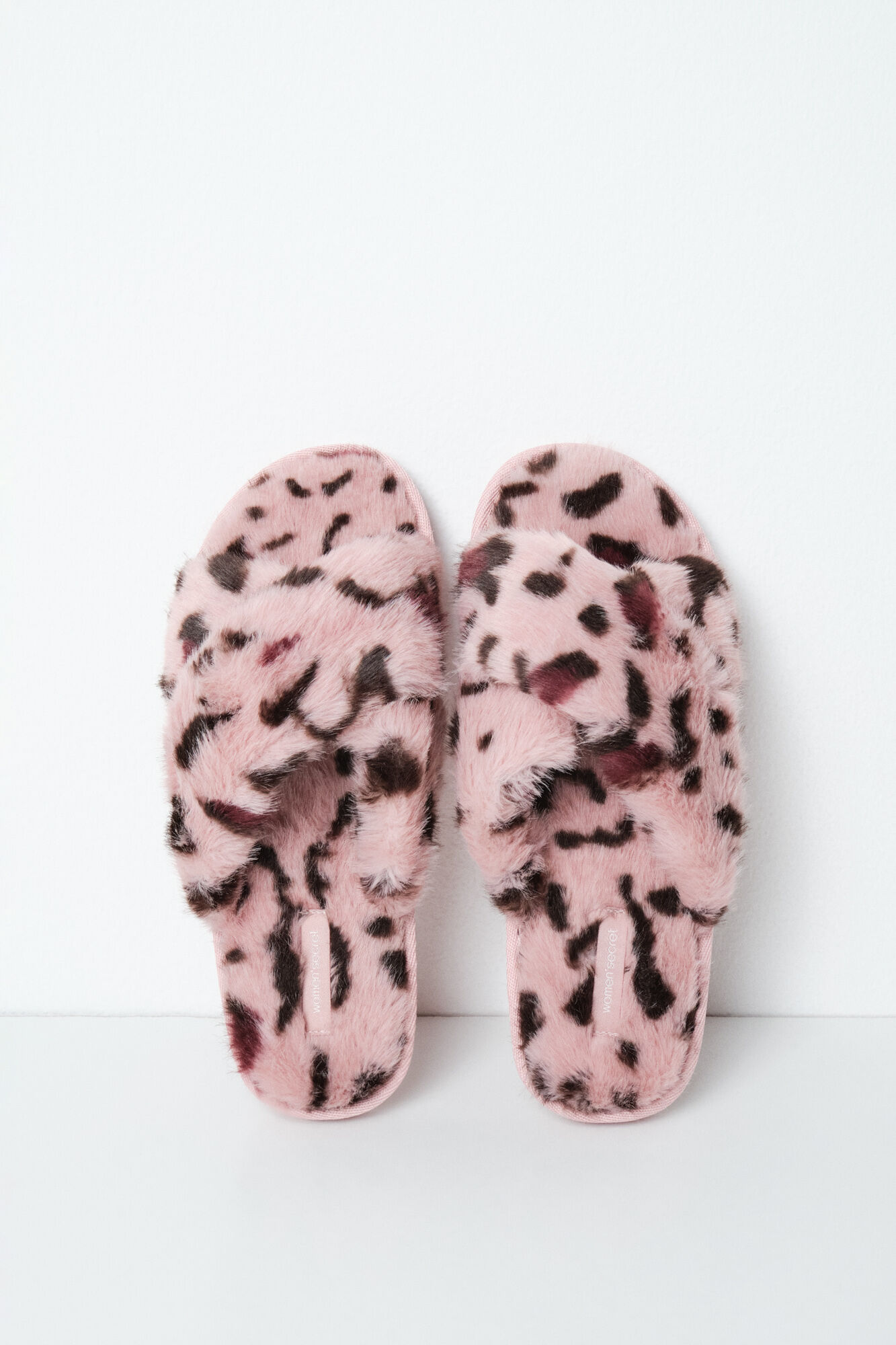 Women'secret Pantunflas de peluche estampado de leopardo